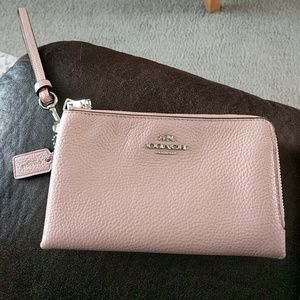 Dust Rose Leather Coach Clutch
